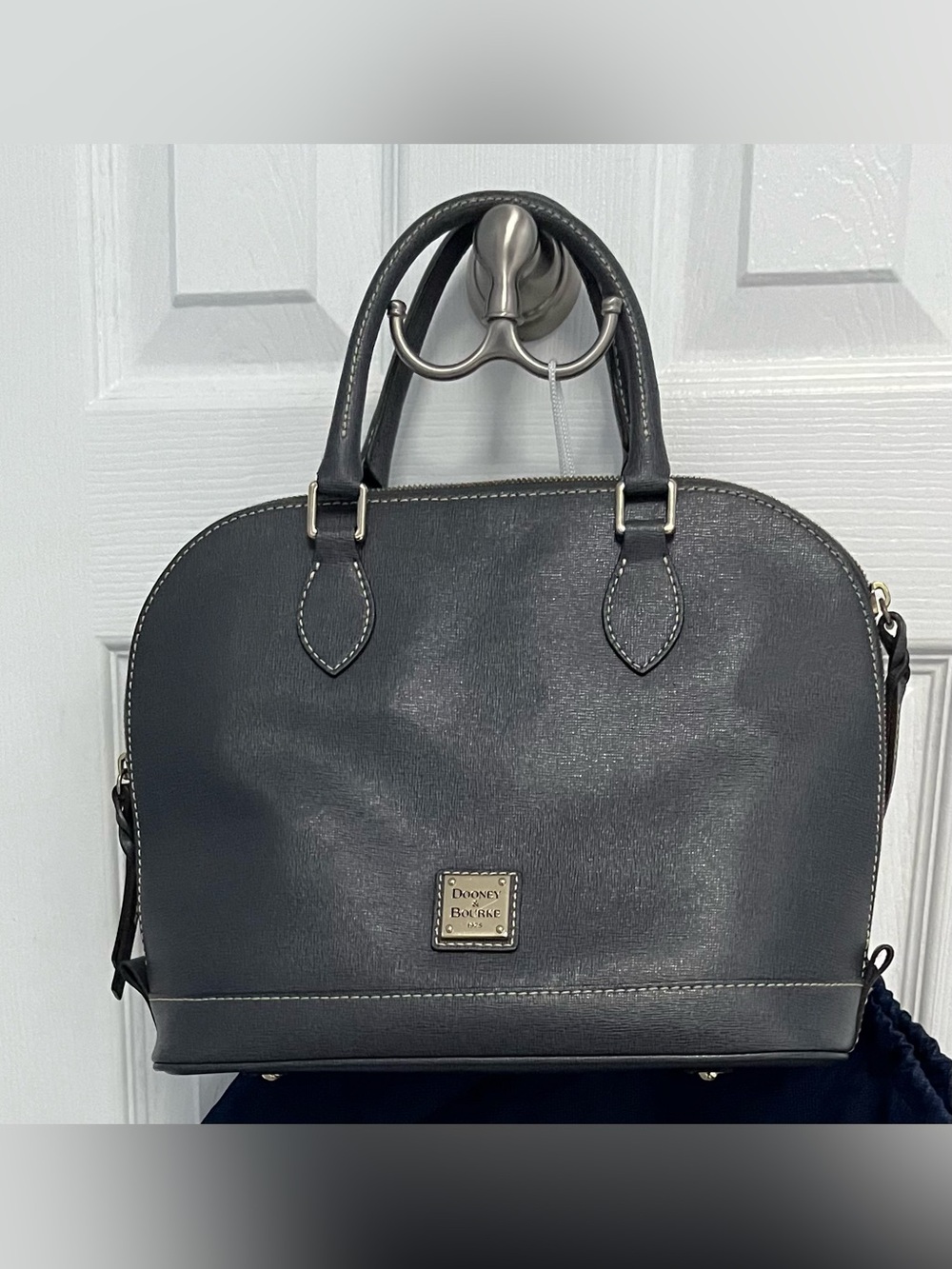 Dooney & Bourke Gray Saffiano Leather Dome Satchel top handle Handbag